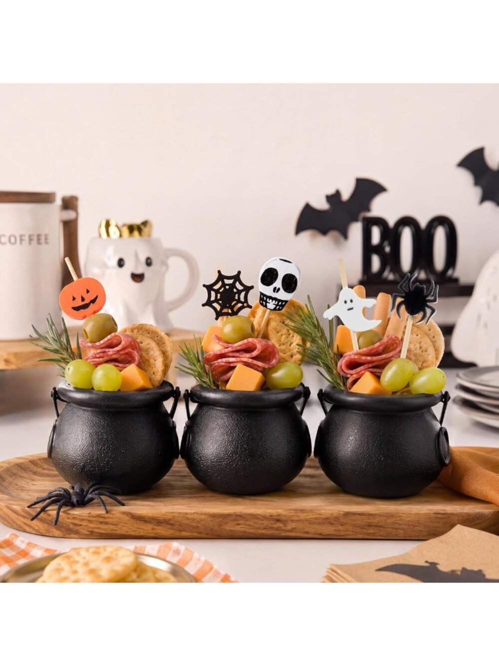 72 Pcs Halloween Charcuterie Cup Mini Cauldron for Dessert and Snack